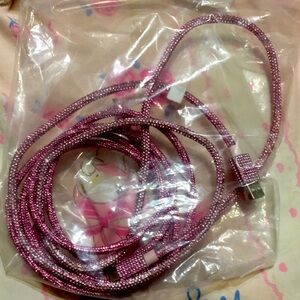 Pink rhinestones type c Charging Cable